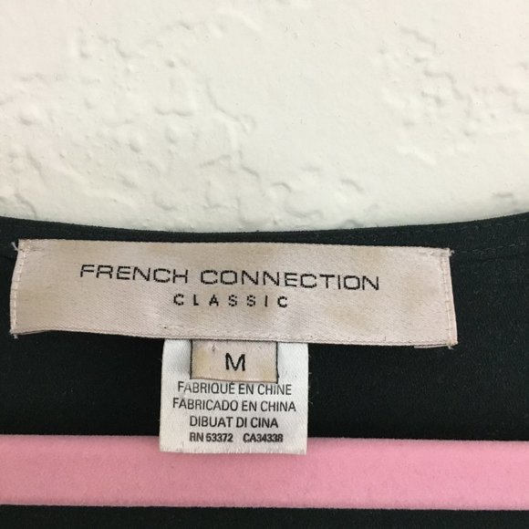 French Connection Sheer Sleeves Blouse Crew Neck Size M Green Stretch - Picture 7 of 12